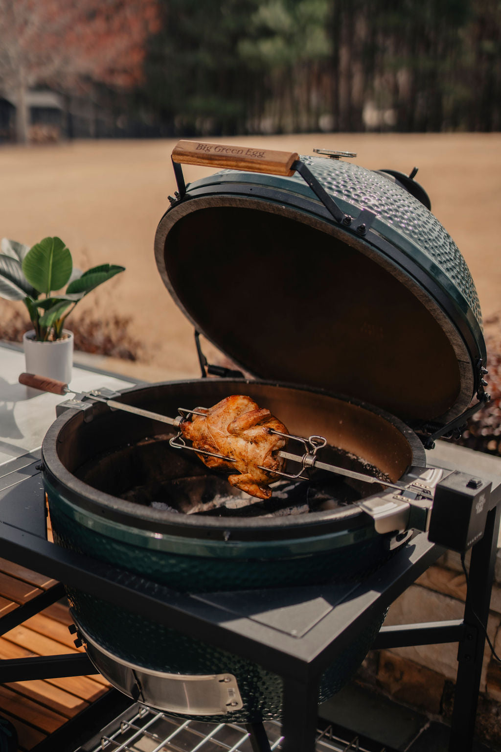 Rotisserie on open grill