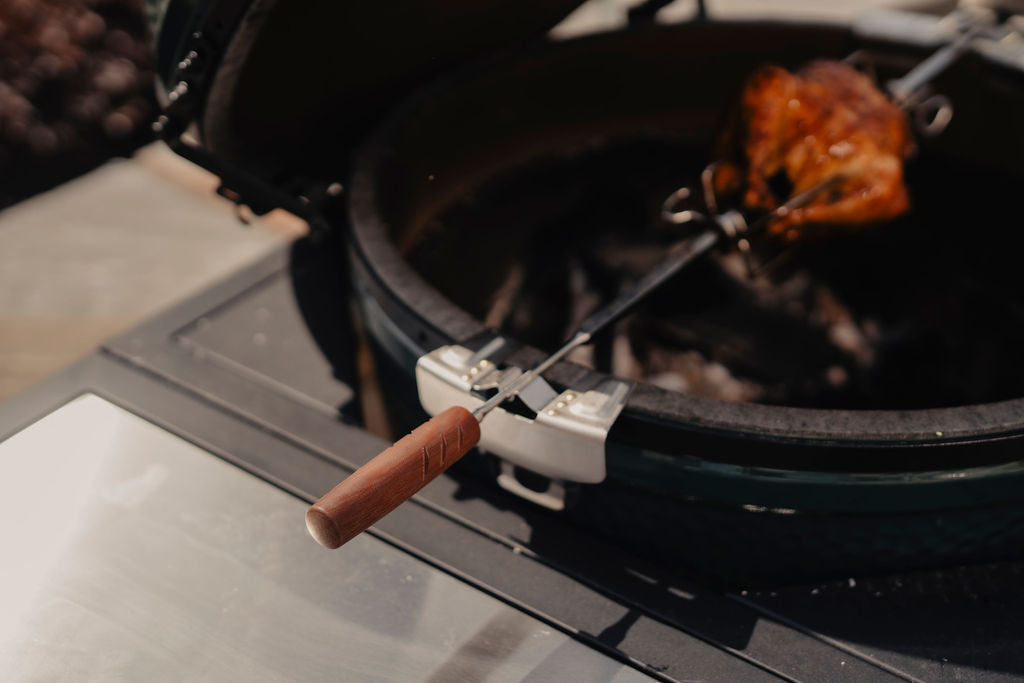 Rotisserie on open grill