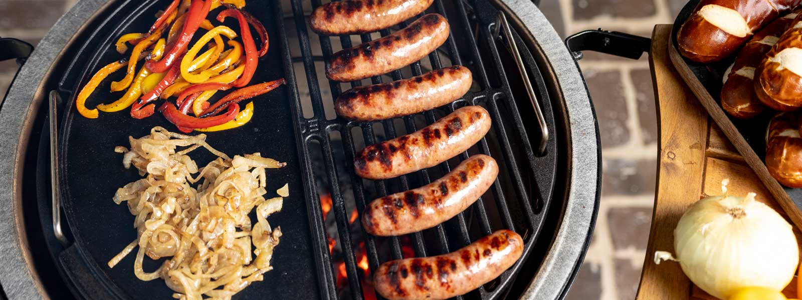 Grilled Brats With Caramelized Sweet Onions