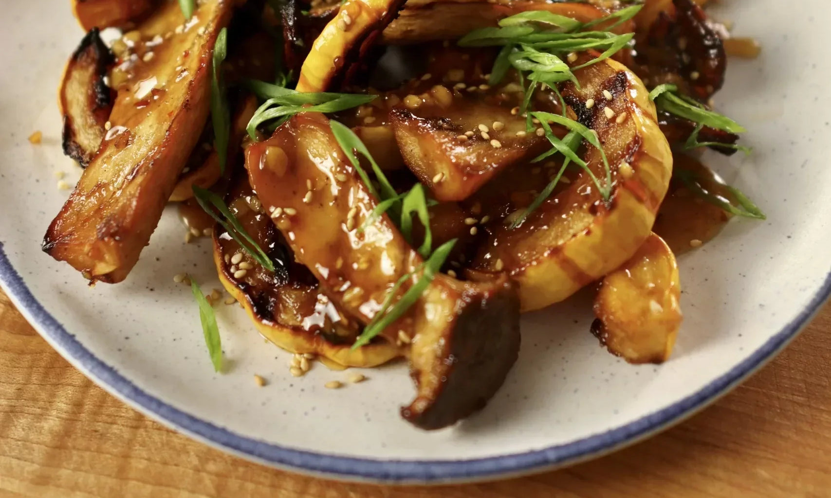 Miso Maple Squash with King Oyster Mushrooms