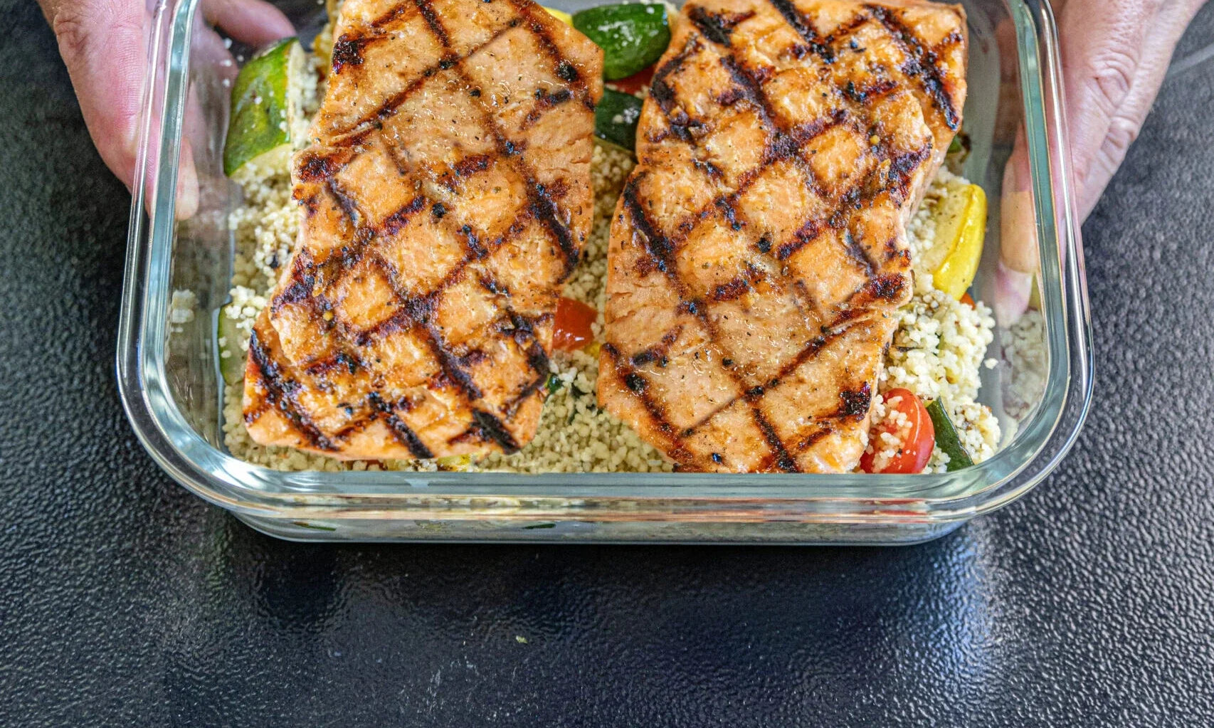 Grilled Miso Maple Salmon with Roasted Vegetable Couscous