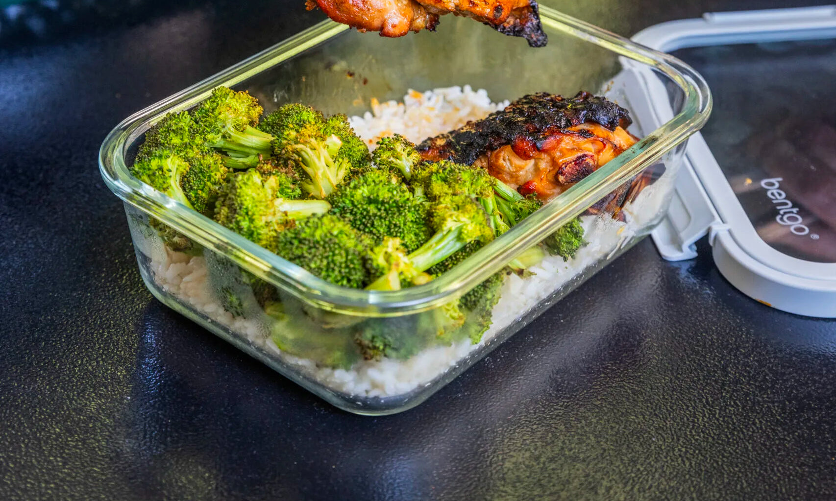 Huli Huli Chicken with Grilled Broccoli and Rice