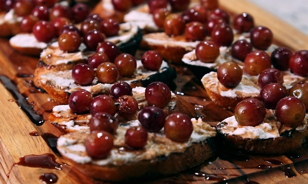 Cedar Plank Burst Grape Crostini 