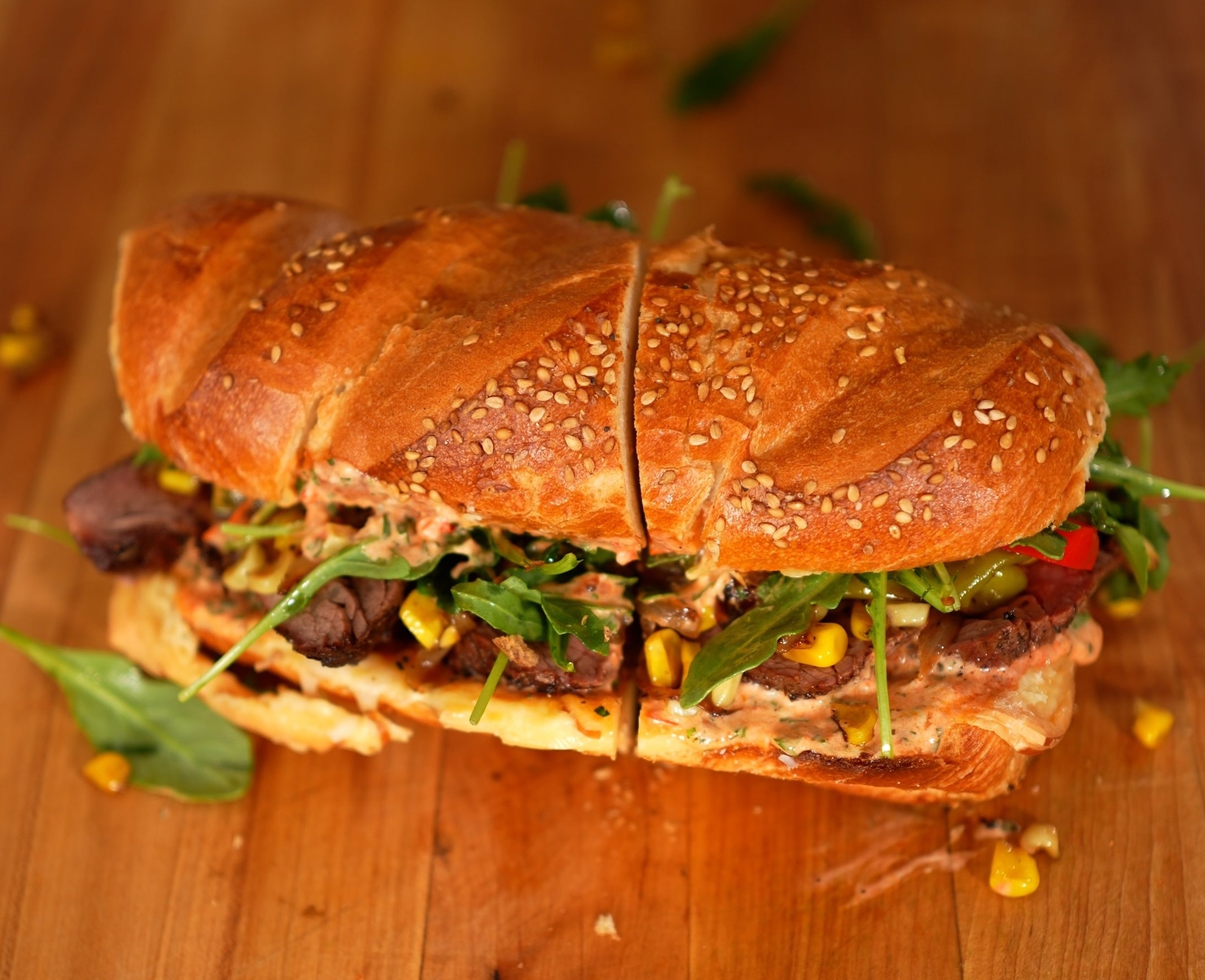 Cheesy Smoked Tri-Tip Sandwich  