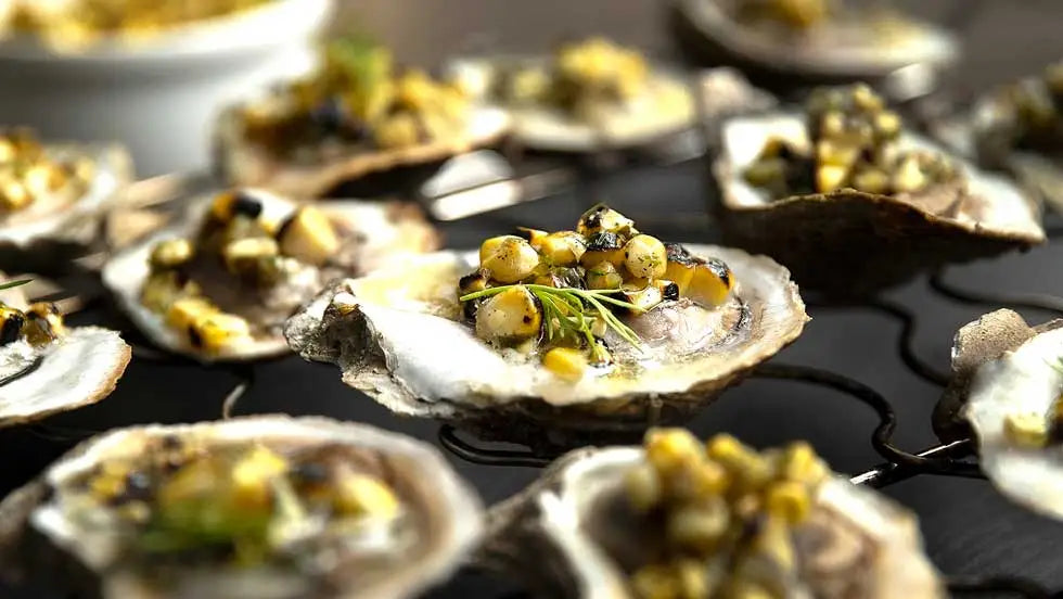 Grilled Oysters with Charred Corn Salsa