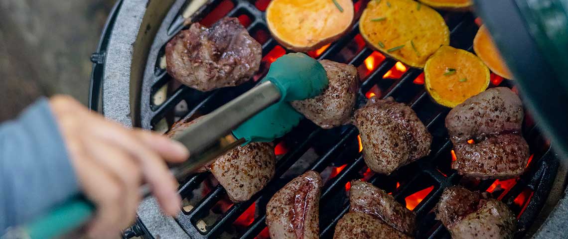 Grilled Venison Steaks and Sweet Potatoes