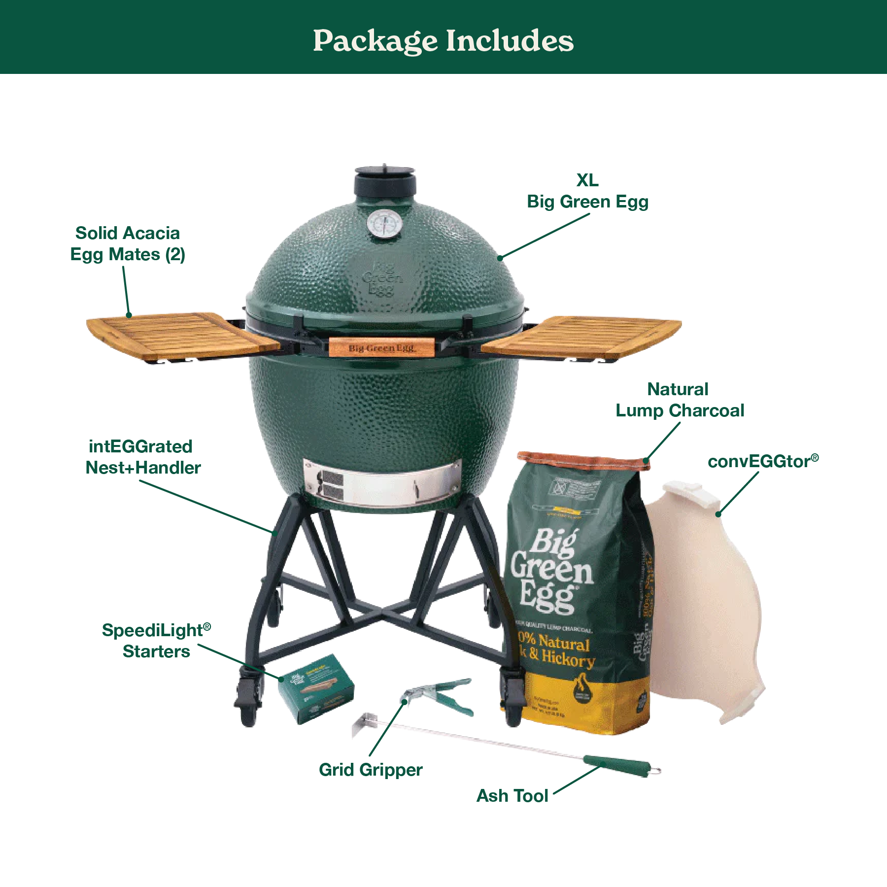 XL Big Green Egg in an intEGGrated Nest+Handler with Mates Package XL Big Green Egg in an intEGGrated Nest+Handler with Mates Package