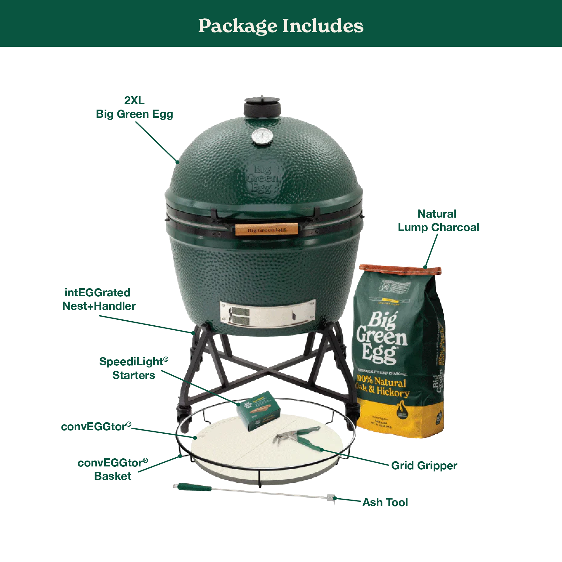2XL Big Green Egg in an intEGGrated Nest+Handler Package 2XL Big Green Egg in an intEGGrated Nest+Handler Package