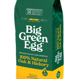 Big Green Egg charcoal packaging with green and yellow design