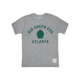 Gray t-shirt with 'Big Green Egg Atlanta' text and logo on a white background