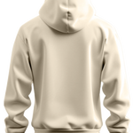 Beige hoodie shown from the back on a white background