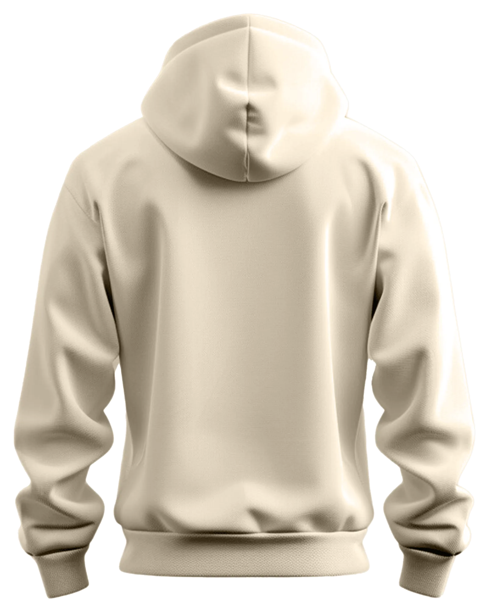 Beige hoodie shown from the back on a white background