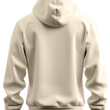 Beige hoodie shown from the back on a white background