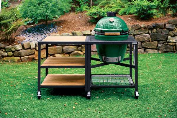 Large Big Green Egg in Modular Nest with Expansion and 3 Acacia Large Big Green Egg in Modular Nest with Expansion and 3 Acacia