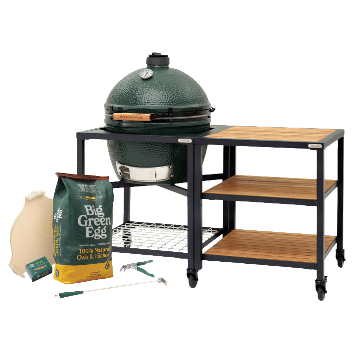XL Big Green Egg in Modular Nest with Expansion and 3 Acacia Inserts Package