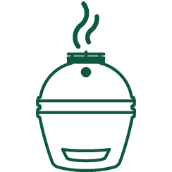 Outline of a barbecue grill with smoke on a white background