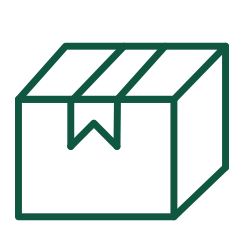 Icon of a box with a banner on a black background