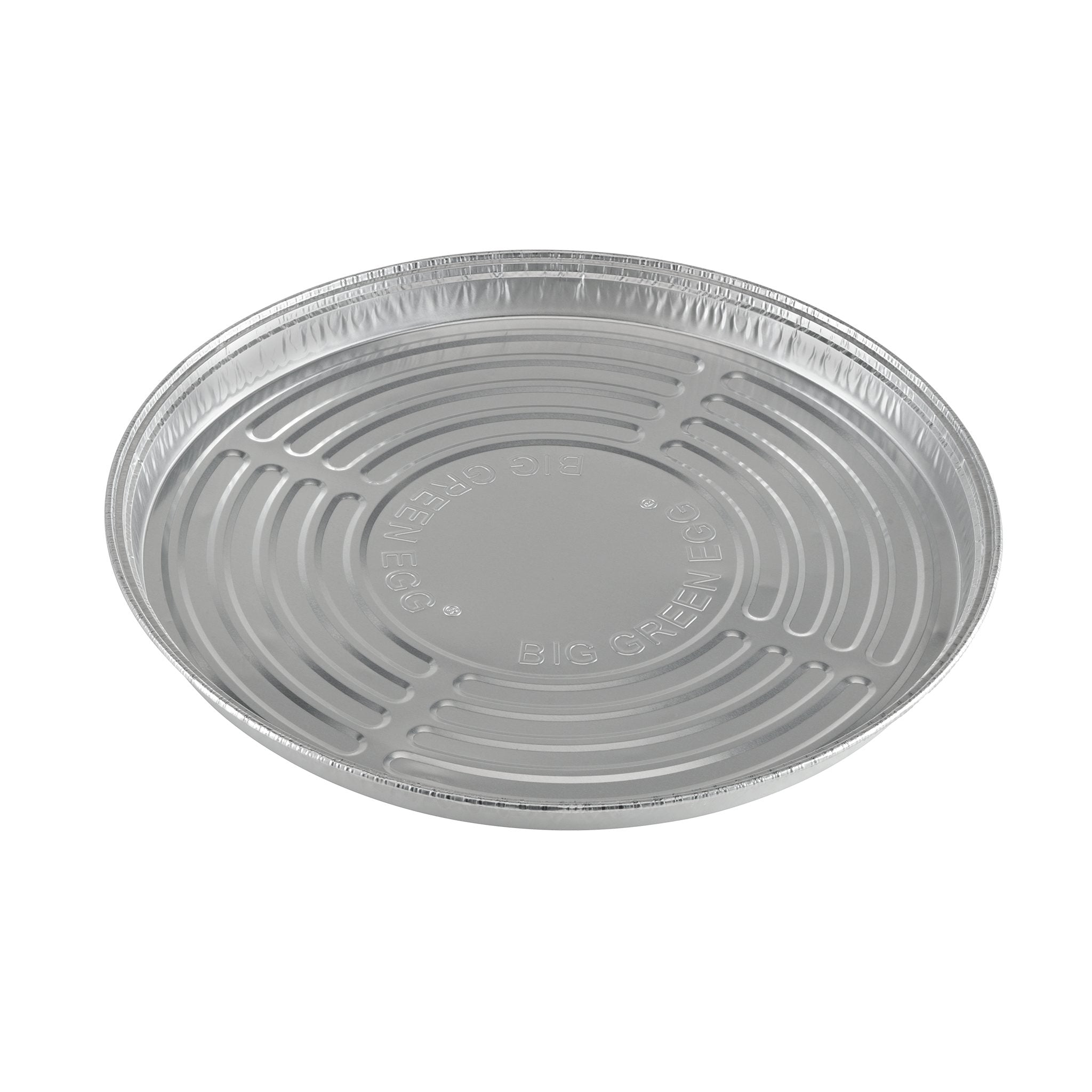 Durable disposable aluminum drip pan for the Big Green Egg, embossed foil with a reinforced rim