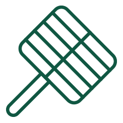 Green geometric grill pattern on a black background