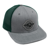 green leather patch hat