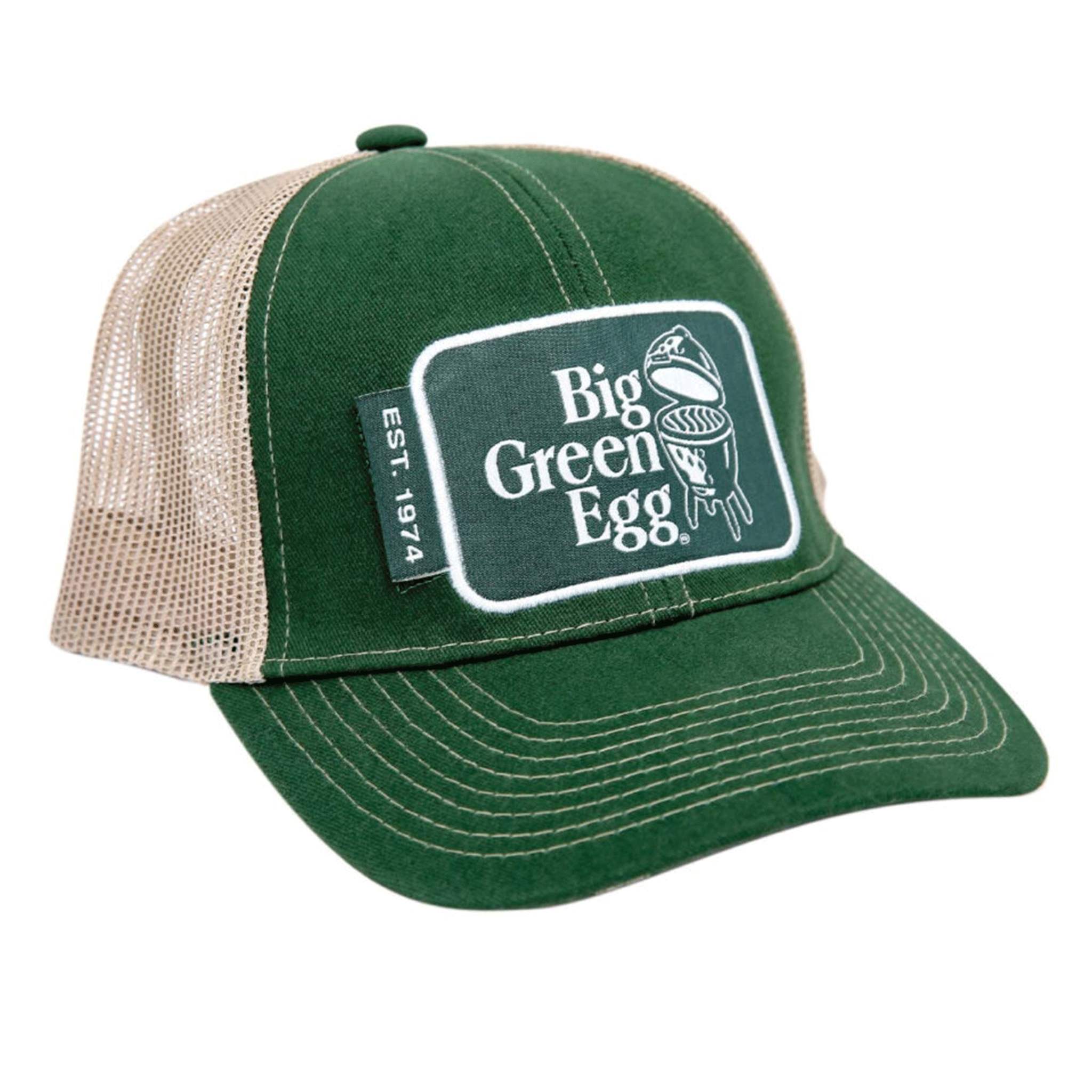 Green and beige cap with Big Green Egg logo on a white background