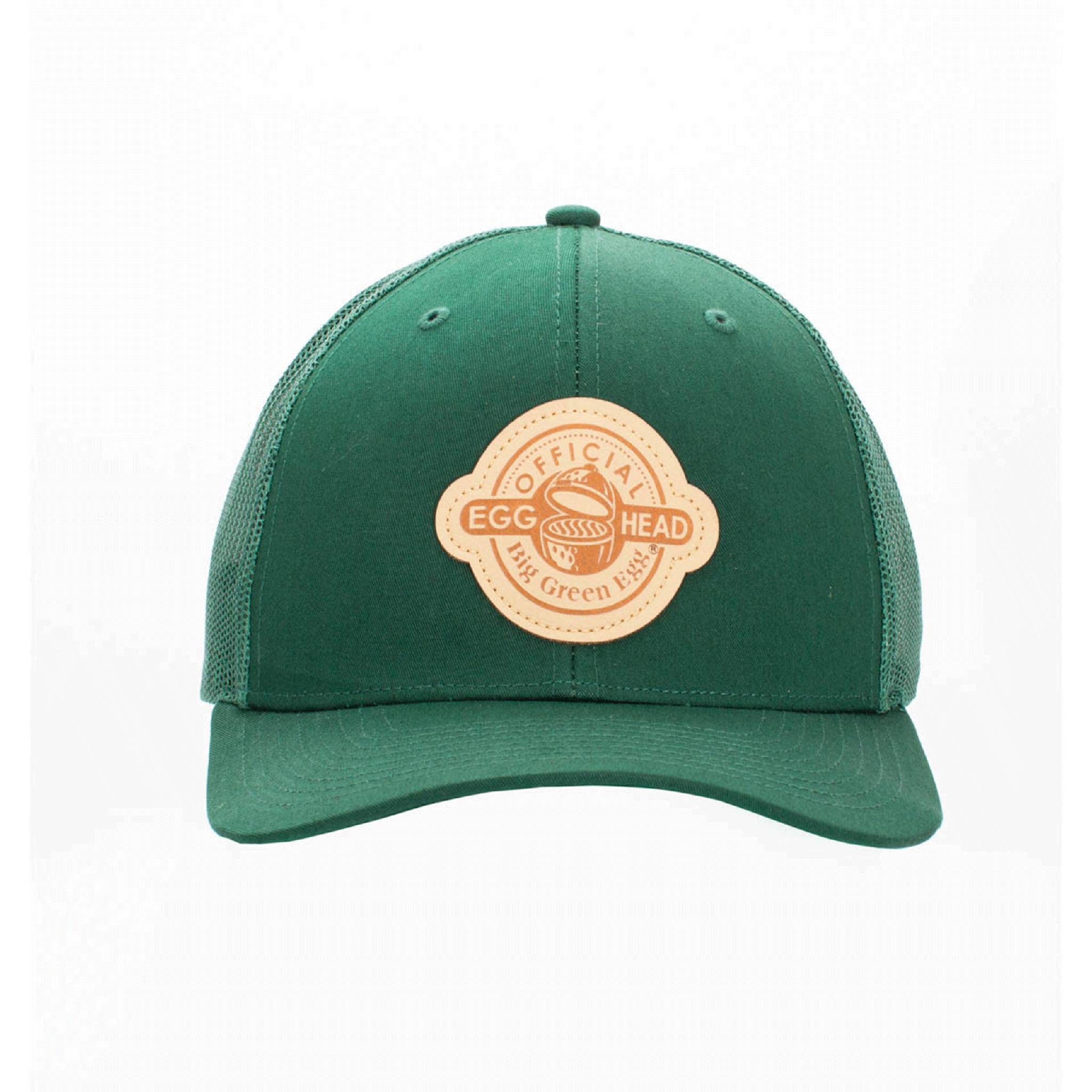 Green cap with a beige logo on a white background