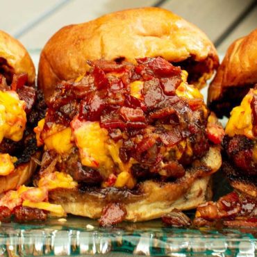 Pimento Cheese Burgers with Bacon Jam