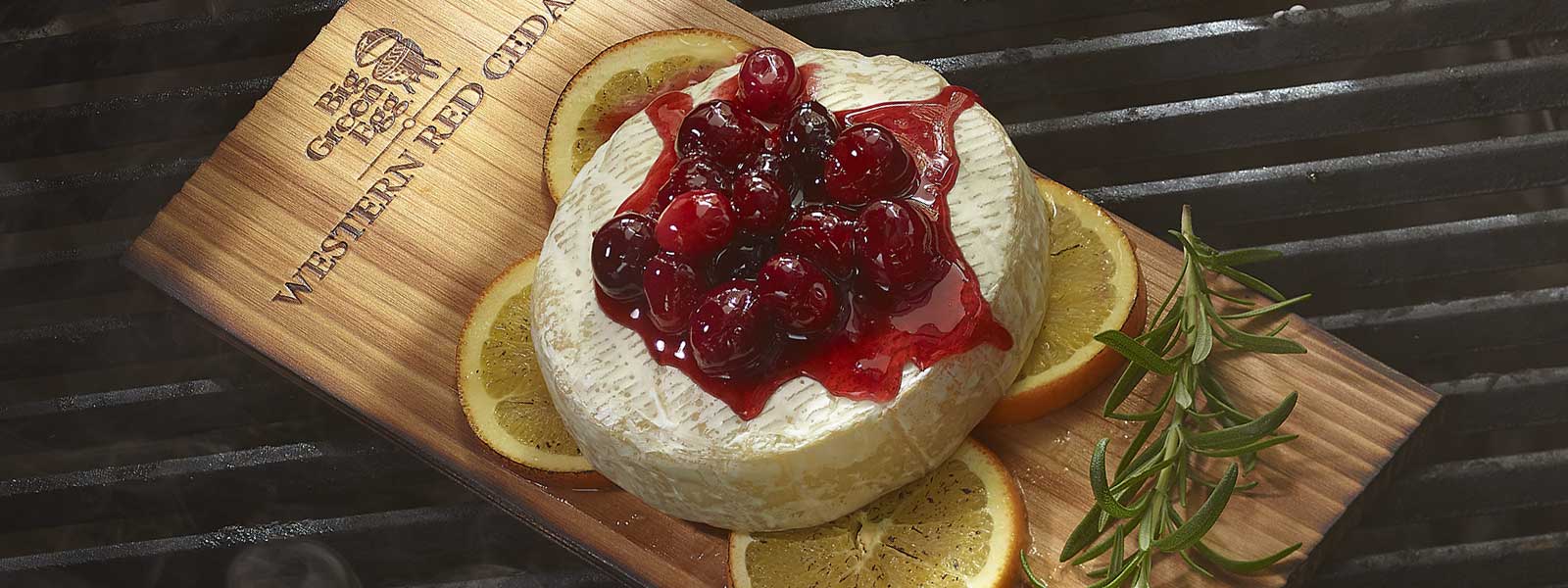 Planked Smoked Brie with Cranberry Relish on the Big Green Egg