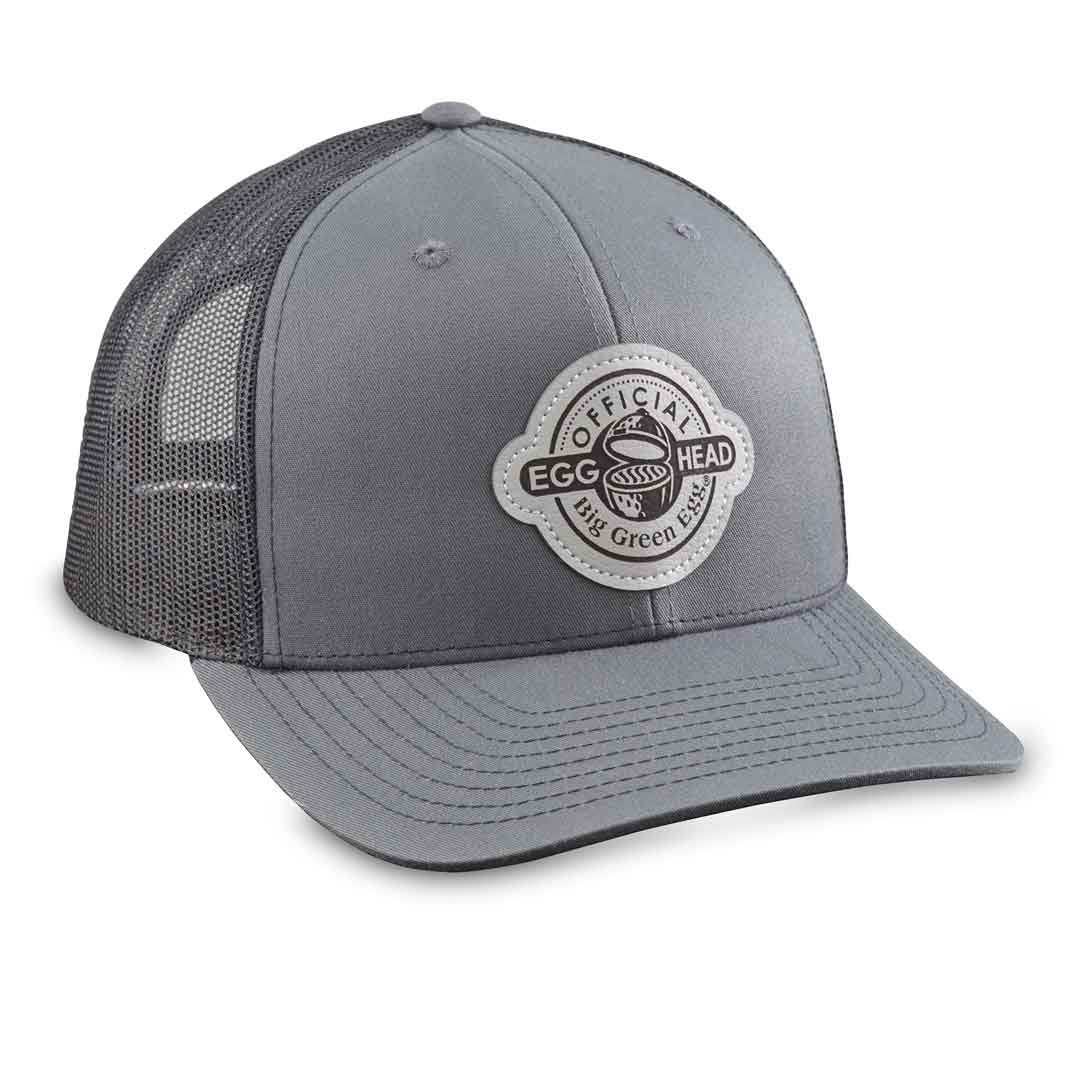 Grey Leather Patch Baseball Cap