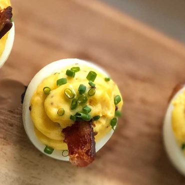 Bacon, Egg and Cheese Smoked Deviled Eggs