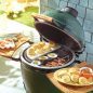 EGG, Sausage, Biscuits being grilled, fried on EGGspander 5 Piece Kit in BIg GReen EGG with Acacia EGG Mates