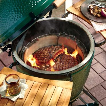 Steaks Grilled in Large Big GReen EGG with Acacia Wood EGG Mates on EGGspander