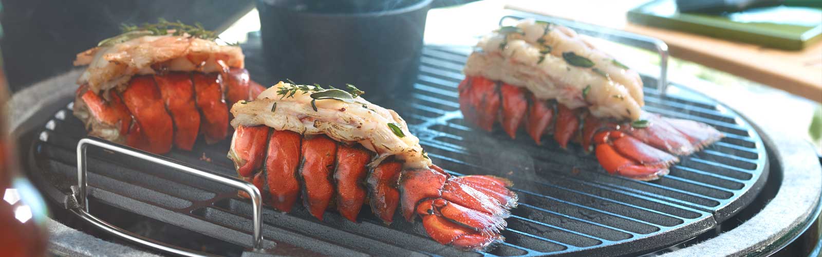 Grilled Lobster Tails With Smoked Caper Cream Big Green Egg