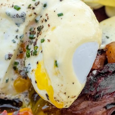 Wagyu Brisket Hash with Poached Farm Eggs
