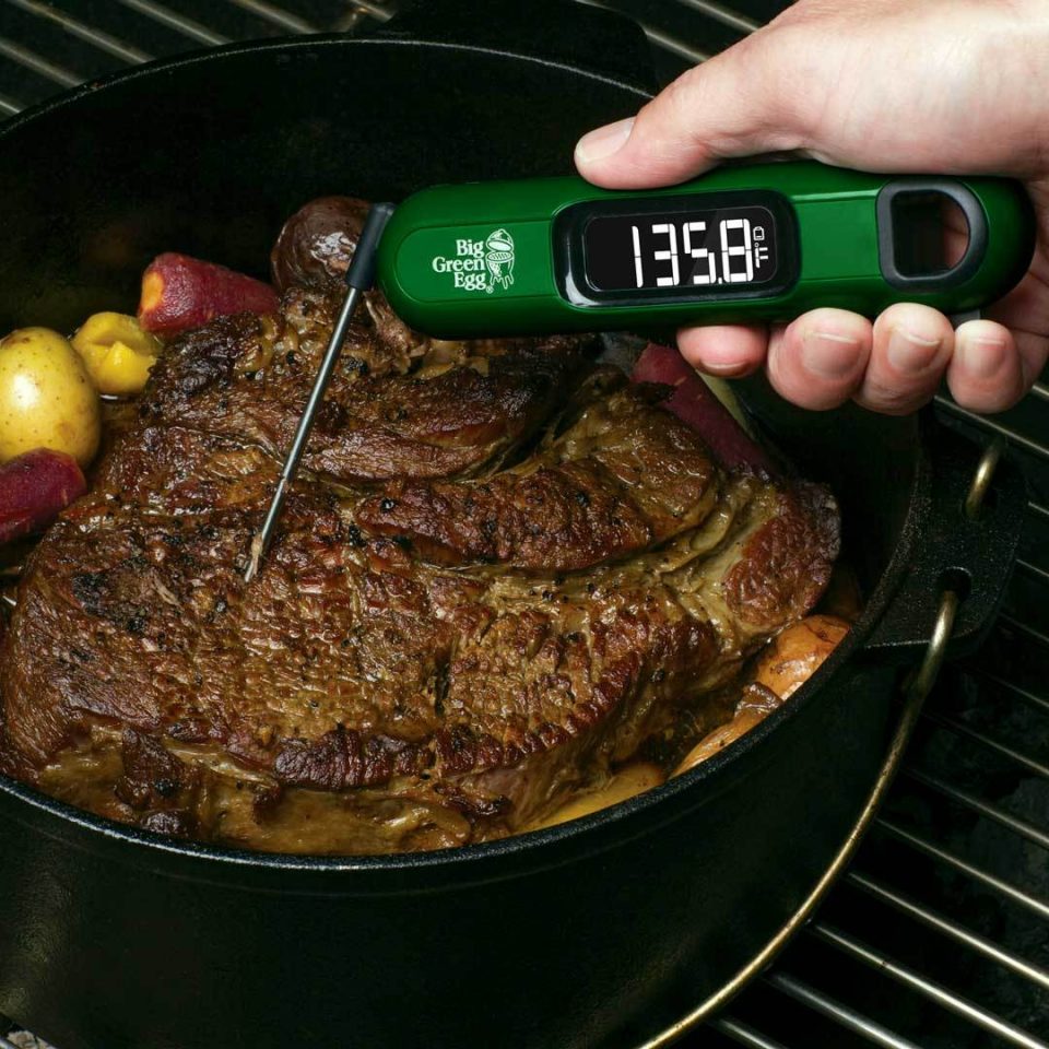 BGE Instant Read Thermometer checking roast