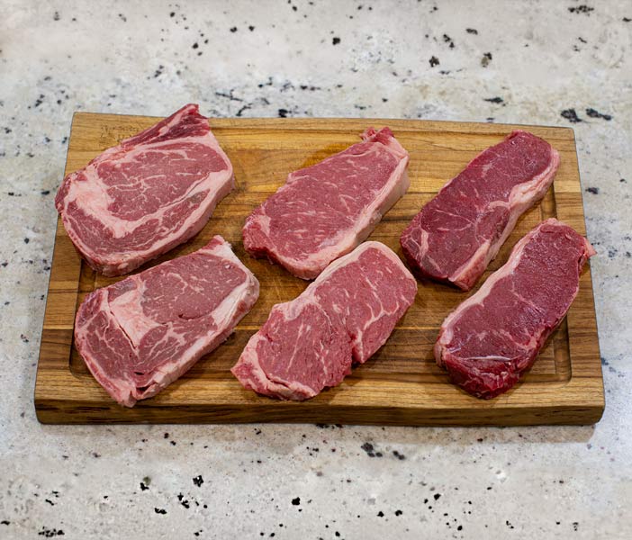 Beef types on cutting board