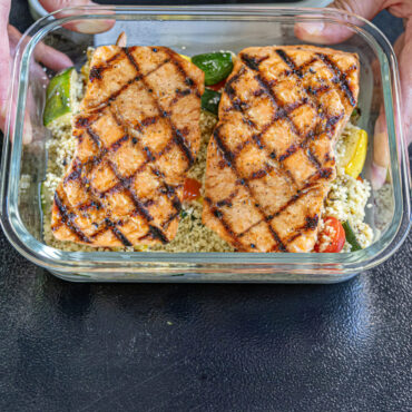 Grilled Miso Maple Salmon with Roasted Vegetable Couscous